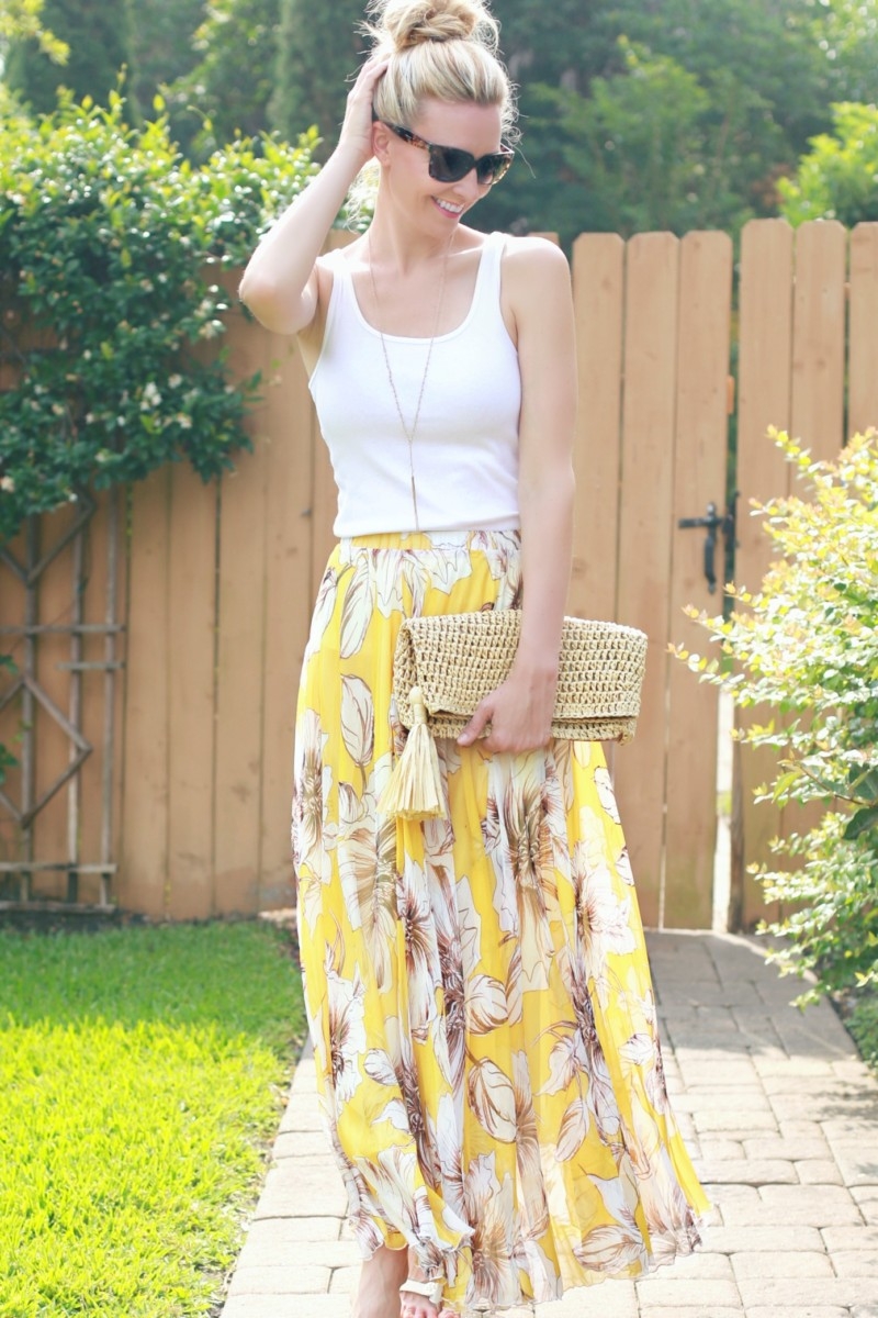 Toni Pleated Maxi Skirt Yellow Floral | lupon.gov.ph